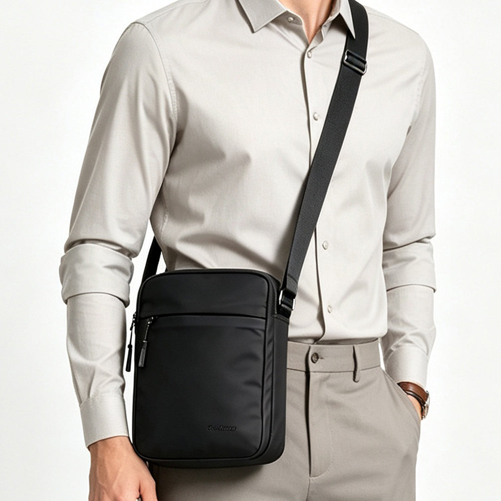 COVD KOUZZ Men's Urban Crossbody Bag 21x24x6cm Water Resistant Bag Black