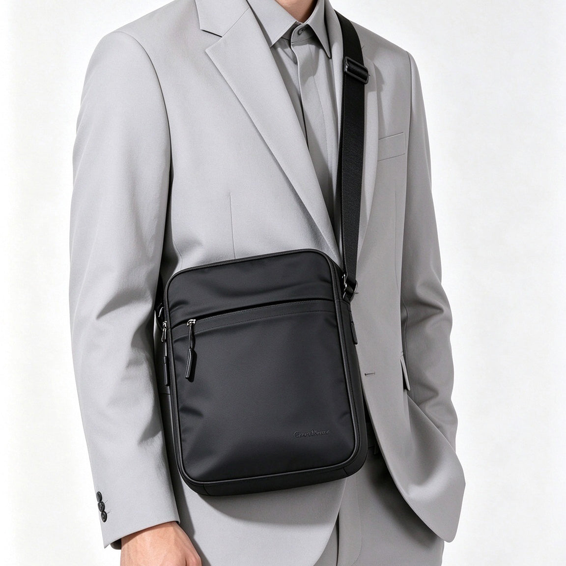 COVD KOUZZ Men's Urban Crossbody Bag 21x24x6cm Water Resistant Bag Black