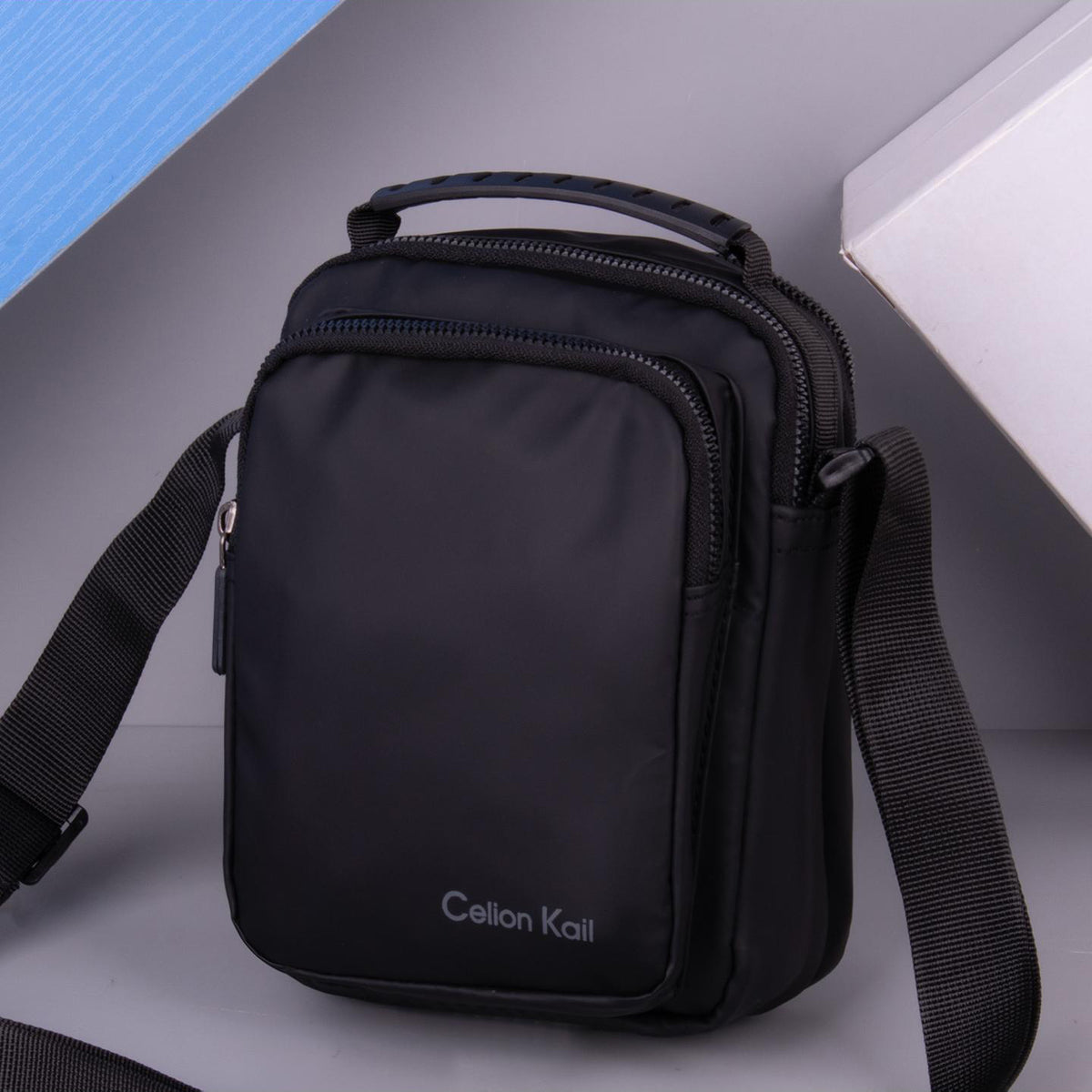 CELION KAIL Men's Urban Crossbody Small Bag Compact 13×19×5cm Bag Black For Phone Keys Cards
