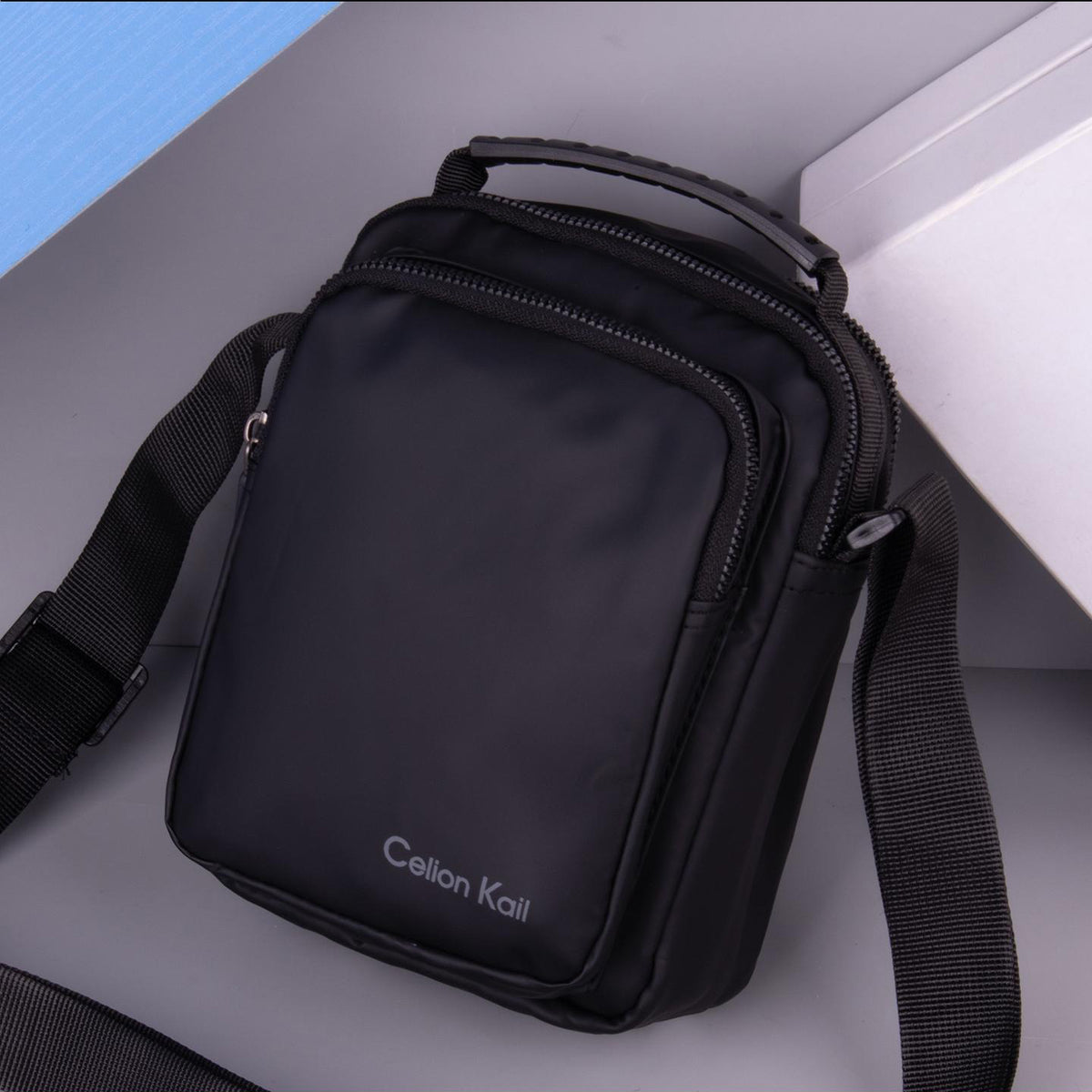 CELION KAIL Men's Urban Crossbody Small Bag Compact 13×19×5cm Bag Black For Phone Keys Cards