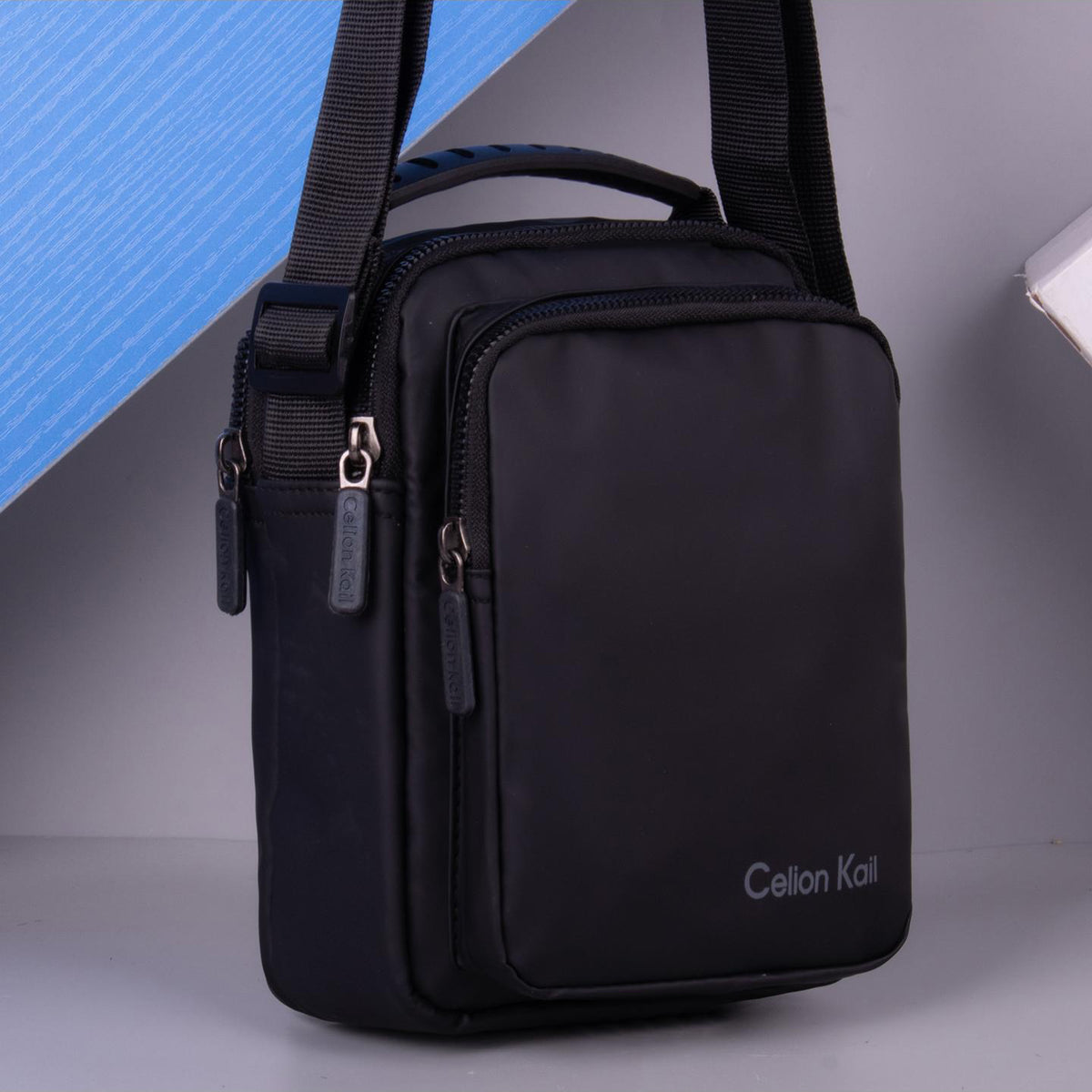 CELION KAIL Men's Urban Crossbody Small Bag Compact 13×19×5cm Bag Black For Phone Keys Cards