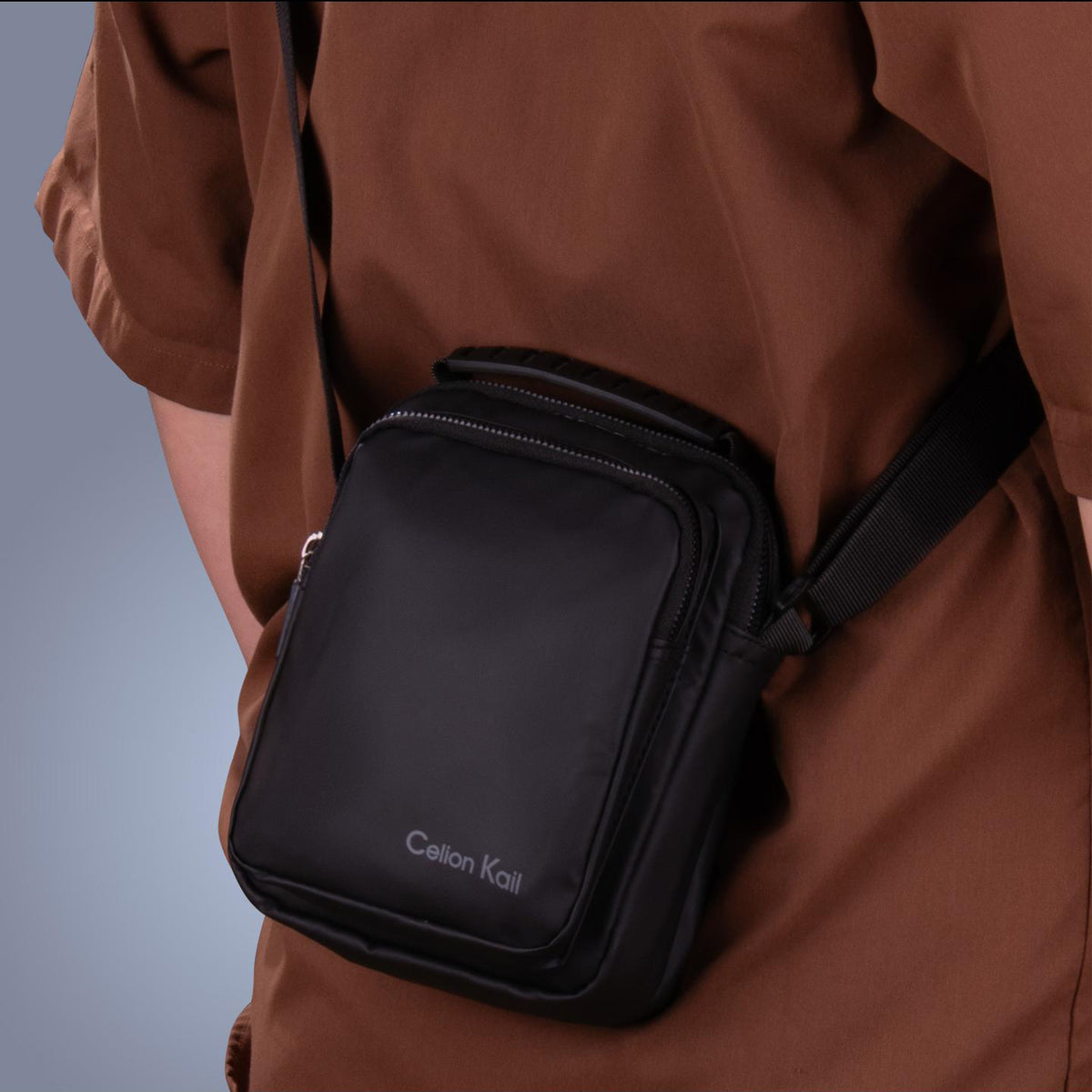 CELION KAIL Men's Urban Crossbody Small Bag Compact 13×19×5cm Bag Black For Phone Keys Cards