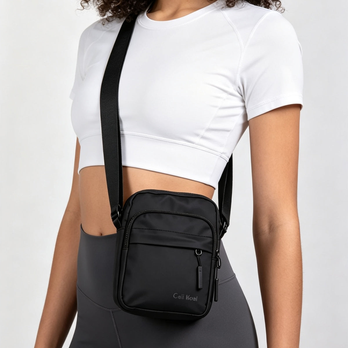 CELI KOEL Unisex Compact Urban Crossbody Bag 18×15×5cm Water Resistant Small Bag Black For Phone Keys Cards